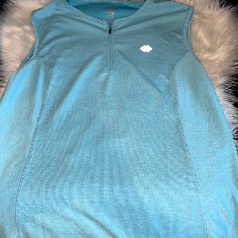 Blue Sleeveless Fitted Tank Top with Polo Collar